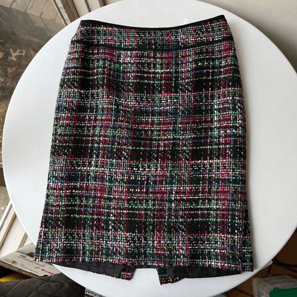 Talbots Colorful Tweed Wool-Blend Pencil Skirt Sz 4 Multicolor Bouclé